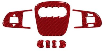 Tianwu03 for Audi A4 B8 8K A6 C6 4F Q5 8R Q7 4L A3 Auto Lenkrad Ring Trim Carbon Faser Aufkleber Abdeckung Auto Zubehör(Red Type C)