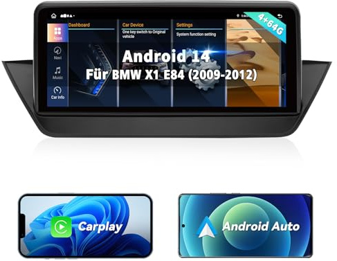 Radio per BMW X1 E84 2009-2012 Sistema CIC con CarPlay, Android Auto | Mantieni iDrive, Bluetooth, GPS, FM, Wi-Fi, Comandi al Volante, 4+64GB Android Autoradio Schermo Tattile da 10,25″ Stereo