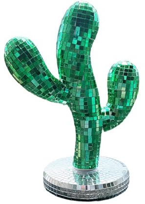 Pasdrucn 12x25x12cm Disco-Kaktus-Dekoration, Discokugel Kinder Dekoration, Disco-Kugel-Dekoration, Kaktus Pflanzen Discokugeln Deko, Spiegel Discokugel, Discokugel Deko, Discokugel Spiegelkugel (A)