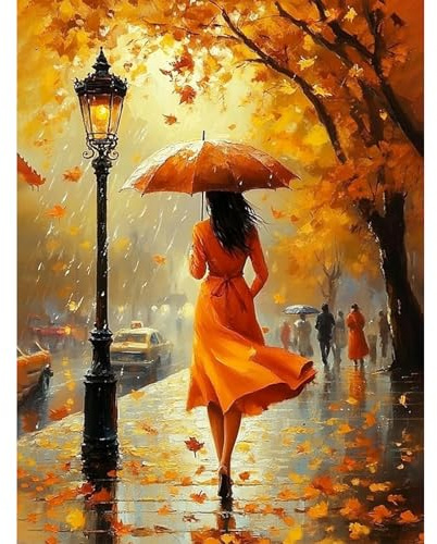 KEYIFA Femme Peinture par Numéros pour Adulte, Paysages Kits de Peinture au Numéro avec Acrylique et Pinceaux, DIY Creatif Toile Paint by Numbers, Décoration de Maison 30x40cm