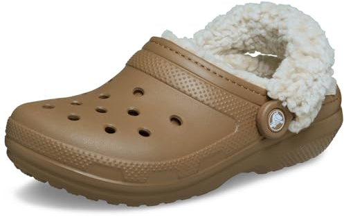 Crocs Zoccoli classici foderati in pile unisex, pantofole pelose per donne e uomini, seppia., 7 Women/5 Men