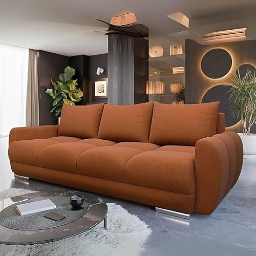Agritrade AK Velour Fabric Sofa Bed Easy to Clean Upholstery Pull Out Bed Storage Bonell Springs Orange - LOGO 3