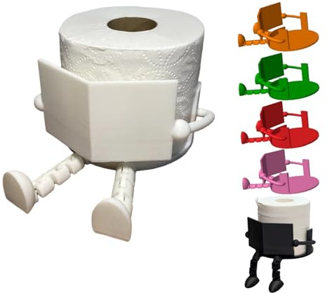 Funny Dangling Leg Reading Toilet Paper Holder - Creative Cartoon Design for Bathroom and Living Room Decor as a Cute Tissue Paper Roll Storage Companion (White)