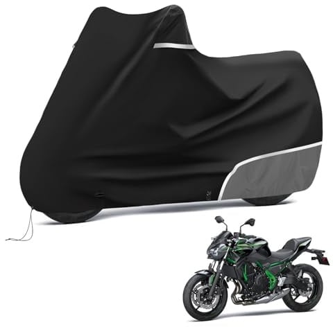 Motorrad Abdeckplane für Kawasaki Z650 / Z-Serie - Wasserdicht, Winterfest & reißfest aus robustem 420D Oxford-Stoff,Outdoor-Schutzhülle für Motorräder-Grau