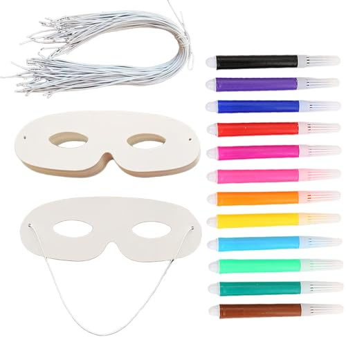 FZSGRRC 42 Stück Masken Zum Bemalen, Masken Basteln, Masken Zum Bemalen für Halloween-Partys, Geburtstagsparties, Kunstkurse und Familienveranstaltungen