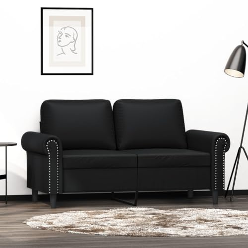 Frdhee Bed Sofa, 2-Sitzer-Sofa Schwarz 120 cm Kunstleder Kleine Schlafcouch für Wohnzimmer Schlafzimmer Wohnung