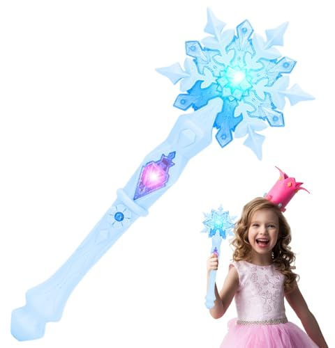 Obelunrp Baguette Lumineuse, Princesses LED Flocon de Neige Baguette 12, 6 Pouces bâton Lumineux pour Ice Park Party Cosplay, Bleu, sans Batterie, Ornements de Jardin
