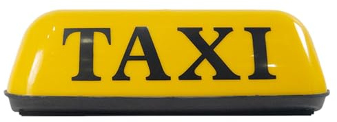 Generisch Señal de taxi – 28 x 12 cm lámpara de techo 12 V decoración de luz de coche retro placa magnética | luz LED amarilla para techo para vehículos impermeable etiquetado taxi publicidad