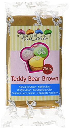 FunCakes Fondant Teddy Bear Brown: Einfach zu Verwenden, Glatt, Elastisch, Weich und Schmeidig, Perfekt zum Dekorieren von Torten, Halal, Koscher und Glutenfrei. 250 g