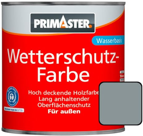 Primaster Wetterschutzfarbe 750ml Silbergrau Holzfarbe UV-Schutz Wetterschutz