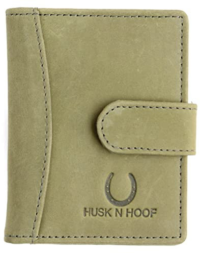Husk N Hoof RFID Protected Leather Credit Card Holder Wallet for Man Women | Card Holder for Men Woman | Hunter Green (20 Card Slots)