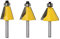 Gasea 3pcs 15/22.5/30 Degree Chamfer and Bevel Edging Forming Router Bit Set Woodworking Cutter Tool with 1/4 Shank
