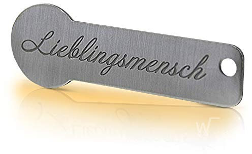 Einkaufswagenlöser ® Lieblingsmensch® grau/Schlüsselanhänger Einkaufschip mit Schlüsselfundservice/Abziehbarer Einkaufswagenchip Metall, Chip Einkaufswagen, Key Finder / 1 Stück