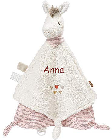 LALALO FEHN Lama Deluxe Schmusetuch mit Namen Bestickt, Baby & Kleinkinder Spielkamerad & Einschlafhilfe, Schmusetuch Stofftier-Schnuffeltuch personalisiert, Kuscheltuch Geschenkidee Mädchen