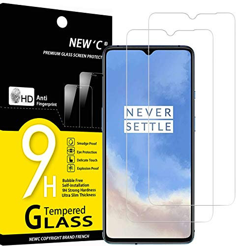 NEW'C 2 Stück für OnePlus 7T für Panzerglas, Frei von Kratzern, 9H Härte, HD Displayschutzfolie, 0.33mm Ultra-klar, Ultrabeständig