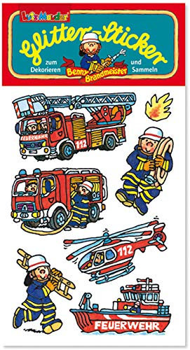 Glitter-Sticker * Feuerwehr * von Lutz Mauder | 72309 | als Mitgebsel für Kinder | Feuerwehrmann Aufkleber zum Kindergeburtstag & Basteln