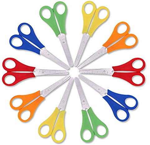 Firtink 10 Stück kinderschere Kinder Schere Bastelscheren Sicherheitsschere mit cm Skala für DIY Handwerk Vorschulschulungsschere Kunststoffgriff Handgefertigte Schere für Papierbauzubehör