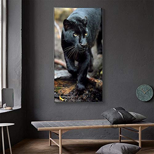 DIY 5D Diamond Painting Bilder Set Full Groß Diamant Painting Vollbohrer Kit Erwachsene Kinder Strass Stickerei Kreuzstich Arts Craft Malerei zubehör für Home Wand Decor(Schwarzer Panther),70x140cm