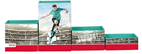 ROTH Stifteköcher Set - Fußball-Star, Stiftehalter mit 4 faltbaren Boxen aus Pappe Kinder Schreibtisch Organizer