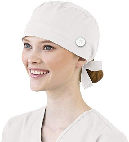UNHU OP Haube Arbeit Peeling Cap Baumwolle Verstellbar Kochmütze Staubmütze Einfarbig Chirurgische Kappe Stoff Bandana für Frauen Männer (Weiß)