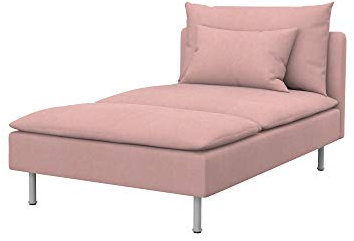 Soferia Kompatible Ersatzbezug fur SODERHAMN Recamiere, Stoff Majestic Velvet Blush Pink (FLECKENABWEISEND und WASSERABWEISEND), Rosa