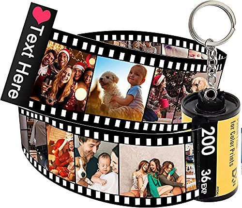 Personalisiert Schlüsselanhänger mit Foto Gravur Bedrucken 15 Stück Buntem Fotofilm-Rollenkamera Paar Schlüsselbund Bild Gestalten Geschenk für Dame Mutter Mann Familie Geburtstag (Film Rolle)