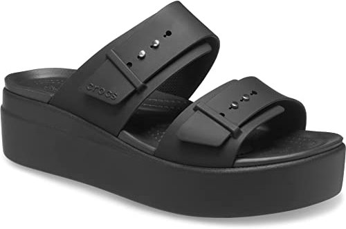 Crocs Brooklyn Buckle Low Wedge W, Women's, Sandals Black, 6 UK Women