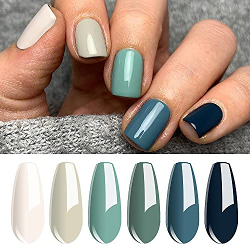 Vishine Gel-Nagellack-Set - 6 Farben Blau, Grün, Beige - Soak Off UV-LED-Gel für Maniküre - DIY Home Chrismas Colors 8ml