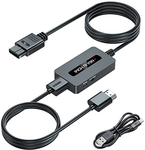 N64 to HDMI Converter, Support 4 : 3 and 16 : 9 Aspect Ratio Output Switch, Nintendo64 to HDMI Cable Compatible with Nintendo N64/ Super SNES/ NGC