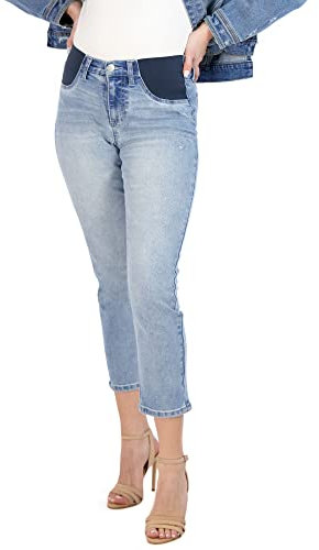Savi Parker Jeans Premaman da Donna, Gamba Dritta, Elastico a Vita Alta, Vestiti per Gravidanza per Tutte Le Stagioni, Cavallo 67,3 cm, Savannah Wash (Leggero), S