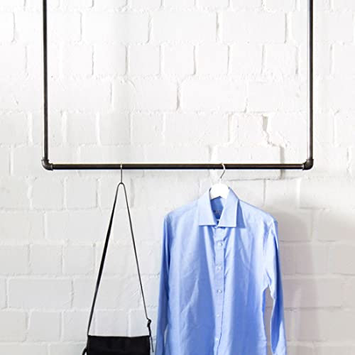 Kleiderstange Deckenmontage schwarz - Garderobenstange div. Größen z.B. 80 x 80 cm - Garderobe Industrial handgefertigt - Jackenhalter Decke Metallstange Made in Germany - Kleiderstange U-Form
