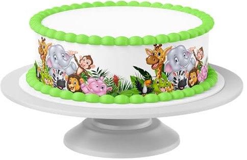 Tortenband Zootiere essbar - 4 Stück á 24cm x 5cm passend für Torten bis 30 cm zum mitessen - kreative Dekoration für Torten