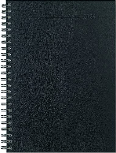 Wochenplaner Balacron schwarz 2024 - Büro-Kalender A5 - Cheftimer - black - Ringbindung - 1 Woche 2 Seiten - 128 Seiten - Alpha Edition