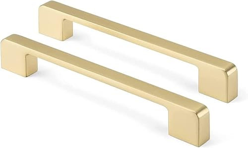 LONTAN 5 Pack Kitchen Door Handles 96mm Cabinet Handles Gold Cupboards Handles Square Drawer Handles Zinc Alloy Bathroom Cabinet Handles Cabinet Pull Handles for Cupboard, 96mm