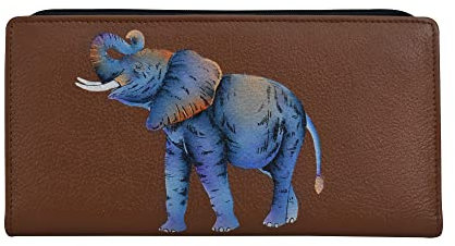 Anna by Anuschka Damen Doppelt gefaltete Brieftasche, Afrikanischer Elefant