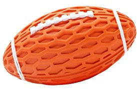 Colcolo Interaktives Ball-Rugby für Hunde, Haustierspiel, Robustes Gummi, strapazierfähig, quietschende Spielzeugbälle für Hunde, Kauspielzeug zum, Orange groß