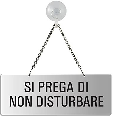 Cartello Si prega di non disturbare in alluminio con ventosa Targa Targhetta 175x65 mm | 31051-WS