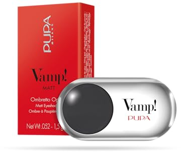Pupa Lidschatten Vamp! Matt 300 Blackout, reine Farbe, hohe Pigmentierung, Multi-Effekt (erhältlich in 54 Farbvarianten und 7 verschiedenen Finishs)