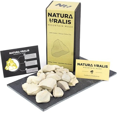 Natura Uralis Argilla Gialla Siberiana | 500g di Argilla Gialla Naturale, Giallo Pastello e Dorato - Incredibile Croccantezza, Appagante Consistenza Terrosa, Vellutata e Solida, Sensazione ASMR