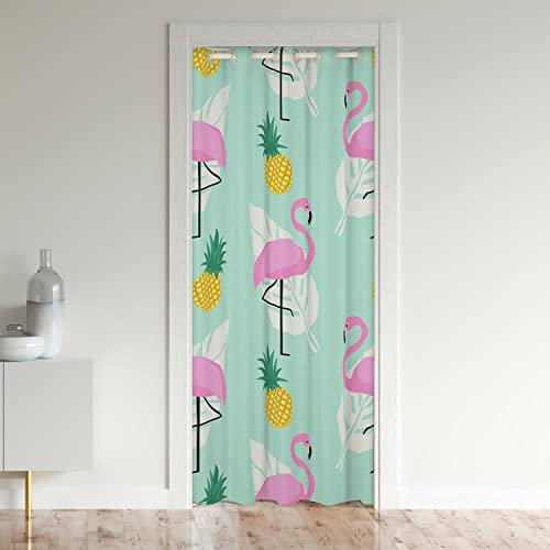 Flamingo Türvorhang 86x203cm Tropical Flamingo Muster Schrank Vorhang für Innentür Raumteiler Tier Raumverdunkelung Verdunkelungsvorhang Ananas Zimmer Divider Vorhang Abdeckung Rosa Grün Vorhang