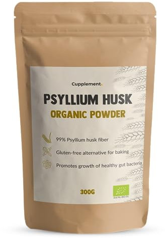 Cupplement Flohsamenschalen Pulver 300 Gramm Organic Bio Psyllium Husk Fibre - Keine Kapseln oder Tabletten - Leinsamen - Supplement - Superfood - Ballaststoffe - Gemahlen - Kaufen