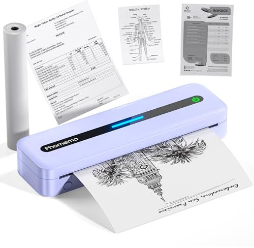 Phomemo Thermodrucker, Monochromdrucker Unterstützen 210x297mm A4 Thermopapier, Lila