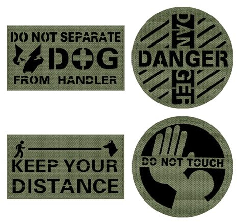 OneTigris 4 Stück Hunde Patches Grün/Schwarze, Hi-Vis Reflektierendes Material Lasergeschnittenes Design Aufnäher Geeignet für Hundegeschirren