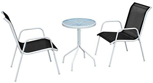 ARKEM 3-TLG. Bistro-Set GartenmöBel Set GüNstig Balkontisch Bistrotisch Garten Sitzgruppe Stahl Schwarz 43314