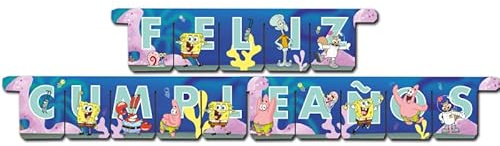 BeenSmile, Girlande Party ES Spongebob Squarepants, Happy Birthday Girlande - Geburtstag Dekoration für Kinder - Kinderpartys, Geburtstage und Feiern - Partyartikel - 1 Stück