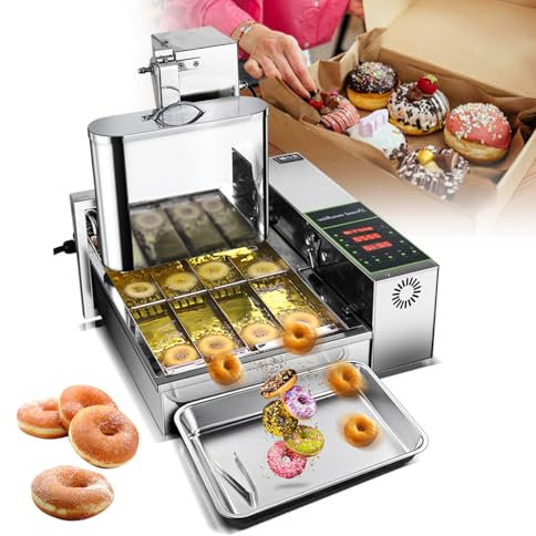json2xml Commercial Donut Maker - Digital Display Donut Fryer-Professional Donut Maker,Stainless Steel Donut Fryer with Adjustable Thickness&5.5L Hopper&360 pcs/h Output&auto flip