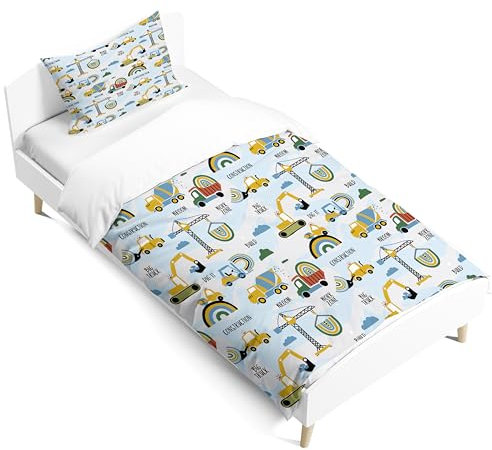 PORJDN Traktor Kinder Bettwäsche-Set, Kopfkissenbezug 65x65cm, Bettbezug 140x200cm,Wolken im Cartoon-Stil Bettwäsche Mit leichtläufigem Reißverschluss. (Style E, 140x200cm)