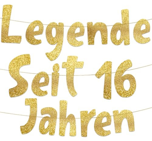 Lustige Banner, Glitzerbanner Legende Seit 16 Jahren, Partyzubehör zum 16. Geburtstag