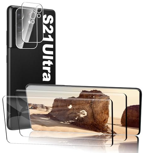 Galaxy S21 Ultra Panzer Schutz Glas, [2 Stück] Case Friendly - Linse Schutzfolie - Fingerabdrucksensor Kompatible - Gehärtetem Glas Displayschutzfolie für Samsung Galaxy S21 Ultra