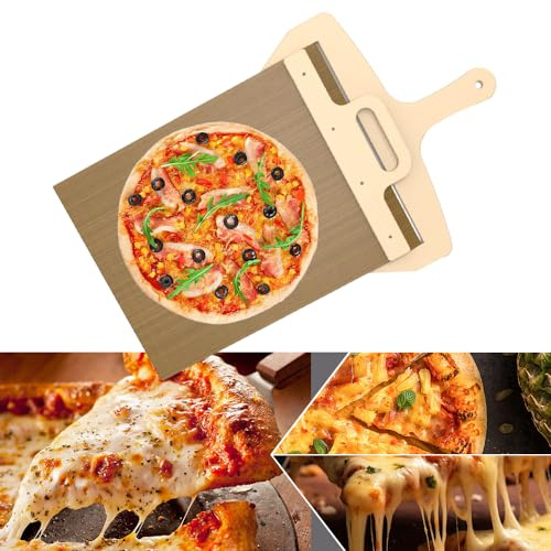 Sliding Pizza Peel - 12 inch Pizza Paddle with Handle and Baking Cloth Non-Stick Pizza Peel for Bread Dough Transfer Kitchen Essential Baking Pizza Slider Paddle for Ovens